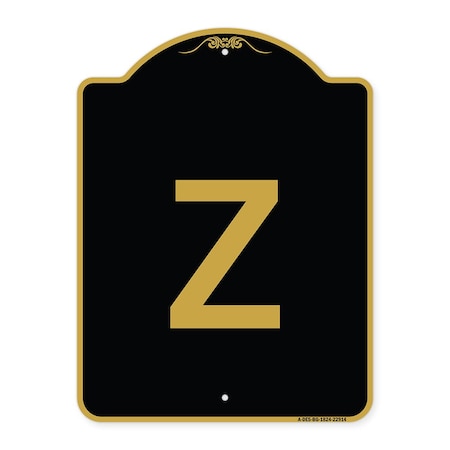 Signmission Designer Series Sign-Sign W/ Letter Z, Black & Gold Aluminum Sign, 18" x 24", BG-1824-22914 A-DES-BG-1824-22914